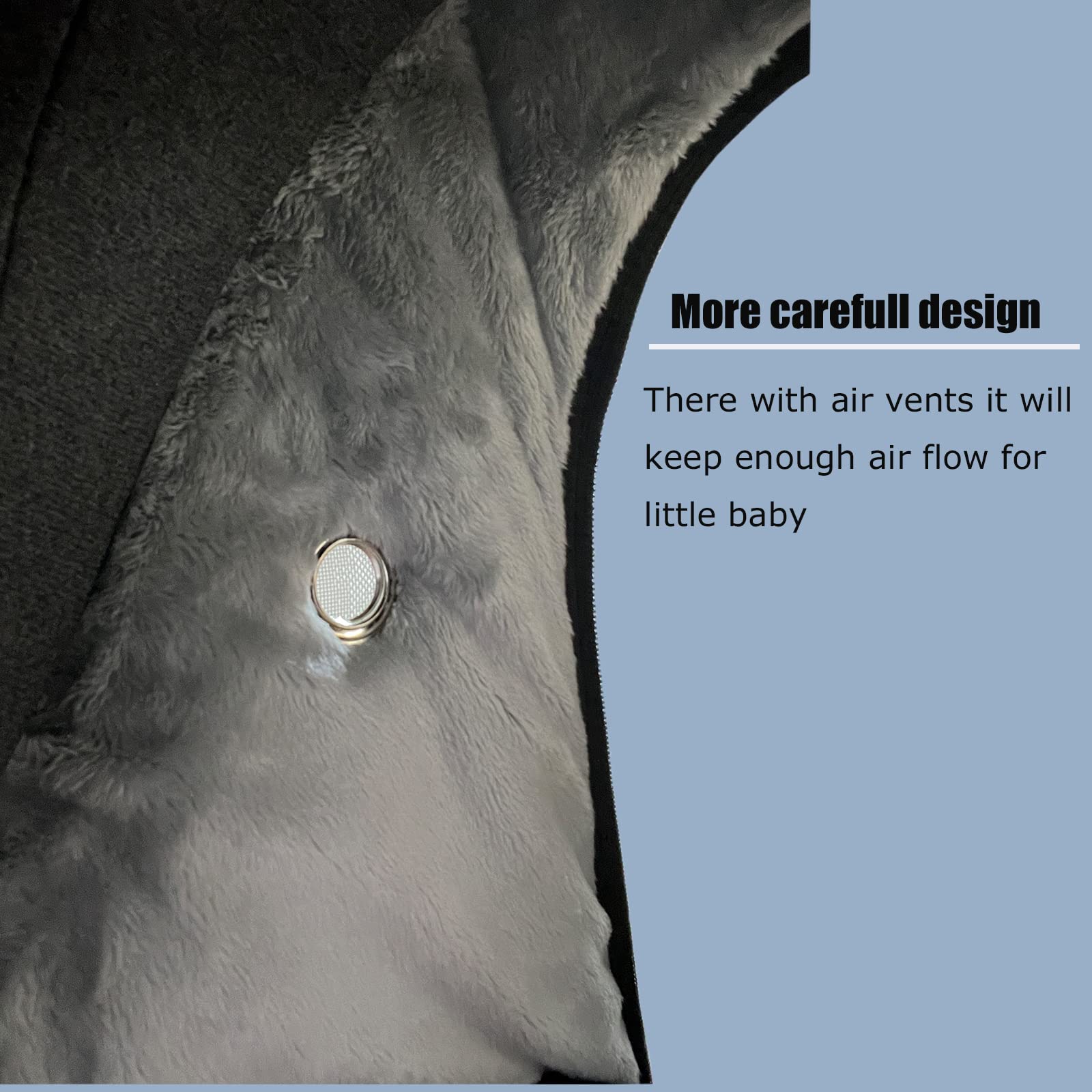 ZERTAO baby car seat cover winter side view showing windproof exterior