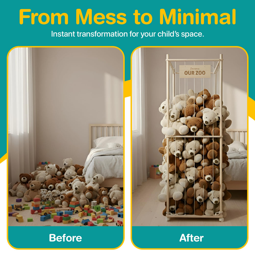 Zevona Plush Zoo Tower base detail highlights a stable 22.5-inch footprint.
