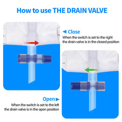 Zexyvor leg bag drain valve with flip spout for spill-free emptying.