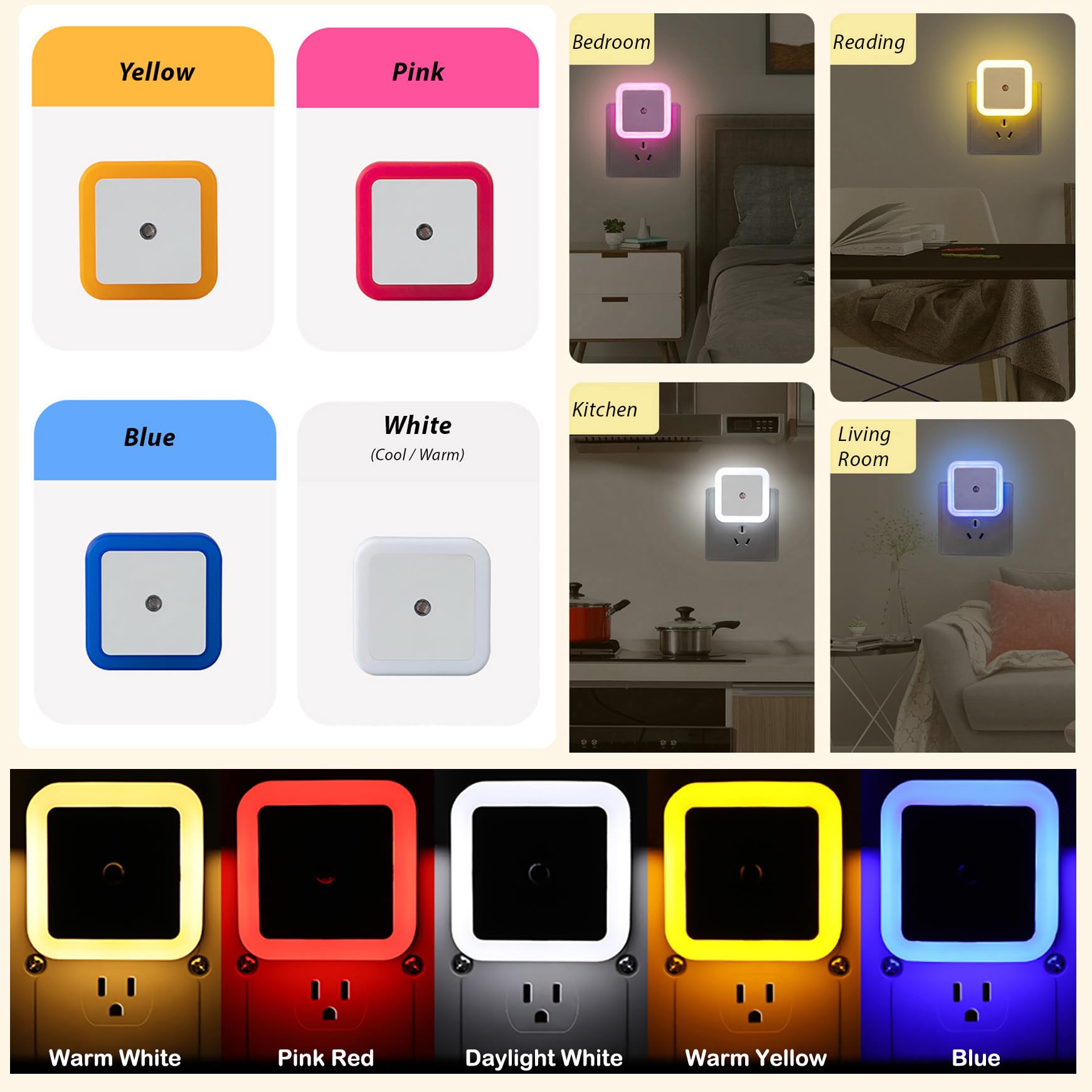 ZEZHOU blue LED night light ideal for nurseries and kitchens with low energy use.