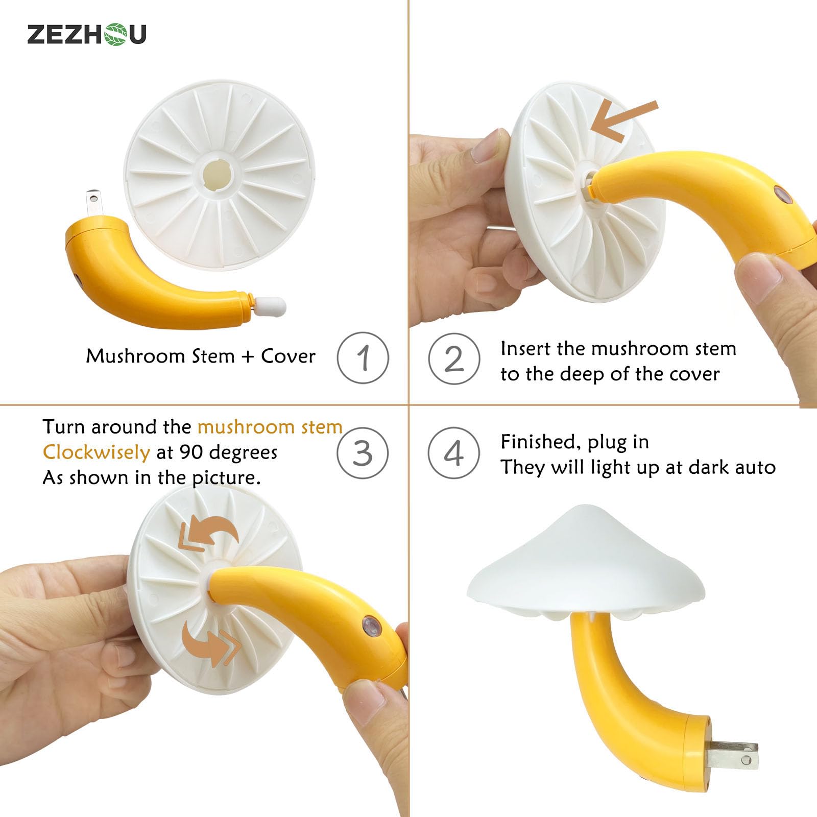 ZEZHOU energy-efficient night light uses only 0.2W for long-lasting glow.