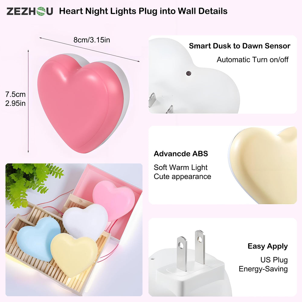 ZEZHOU heart night light emits a diffused blue glow for calm nights.