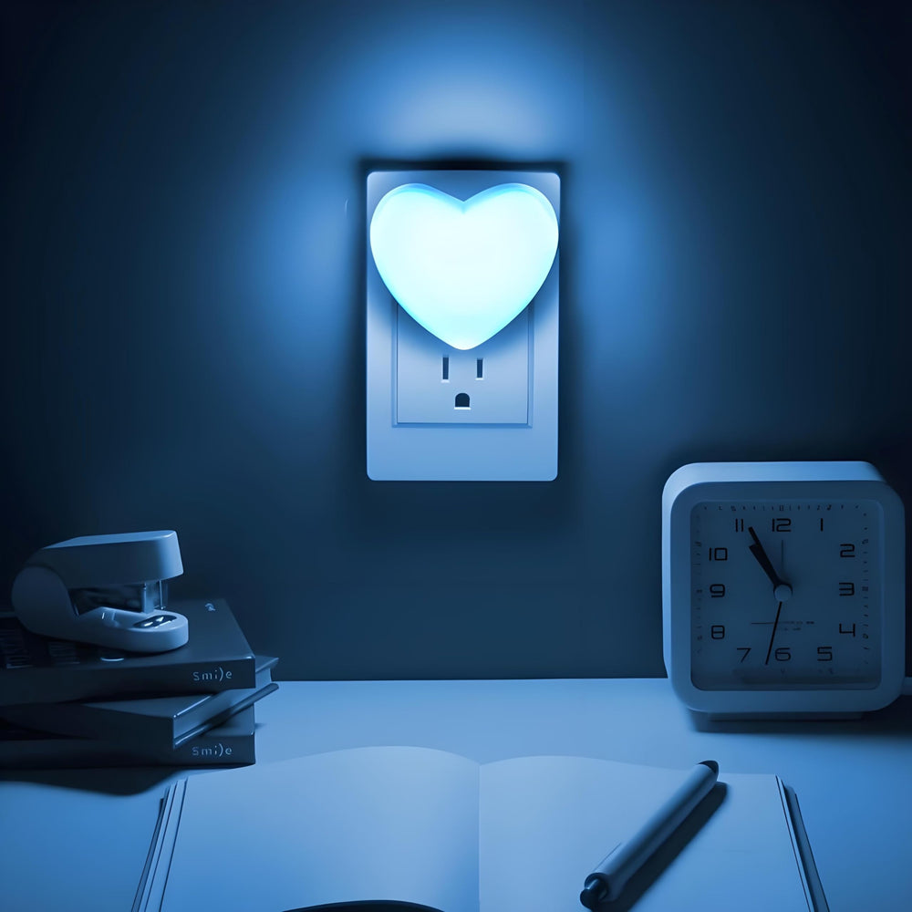 ZEZHOU heart night light adds decorative ambience to bedrooms.
