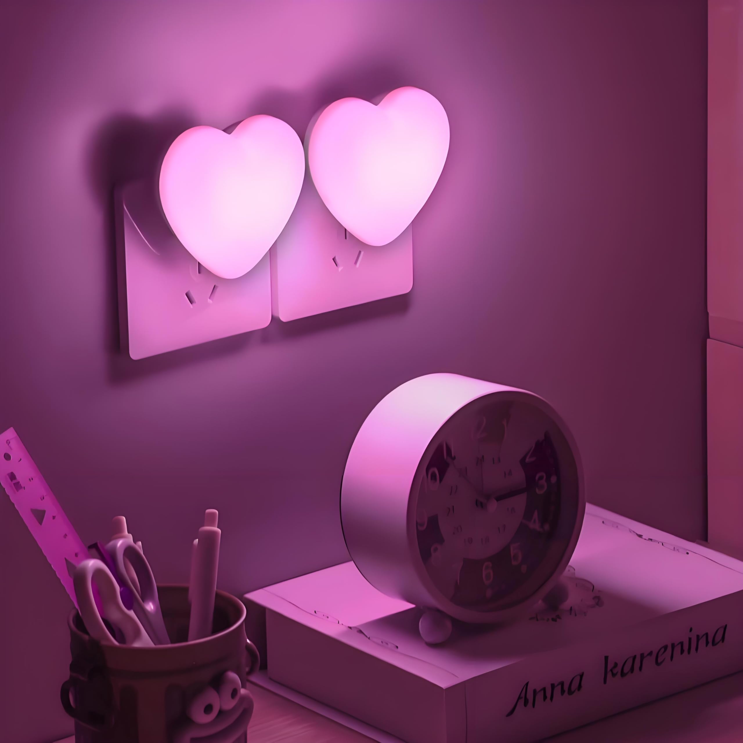 ZEZHOU heart night light pair providing gentle bedtime glow in kids' rooms