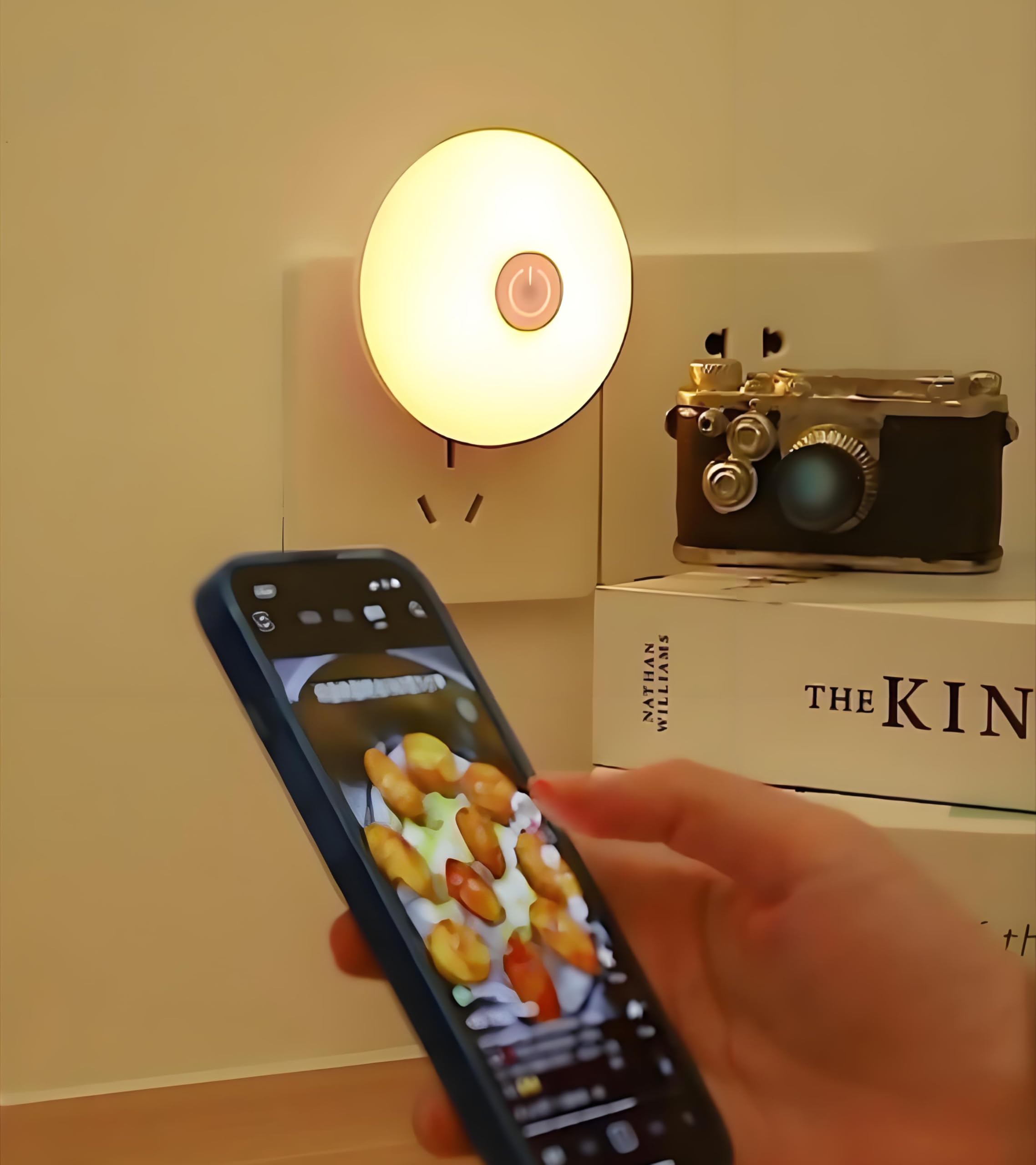ZEZHOU wall-plug night light with three color options for safe nighttime visibility.