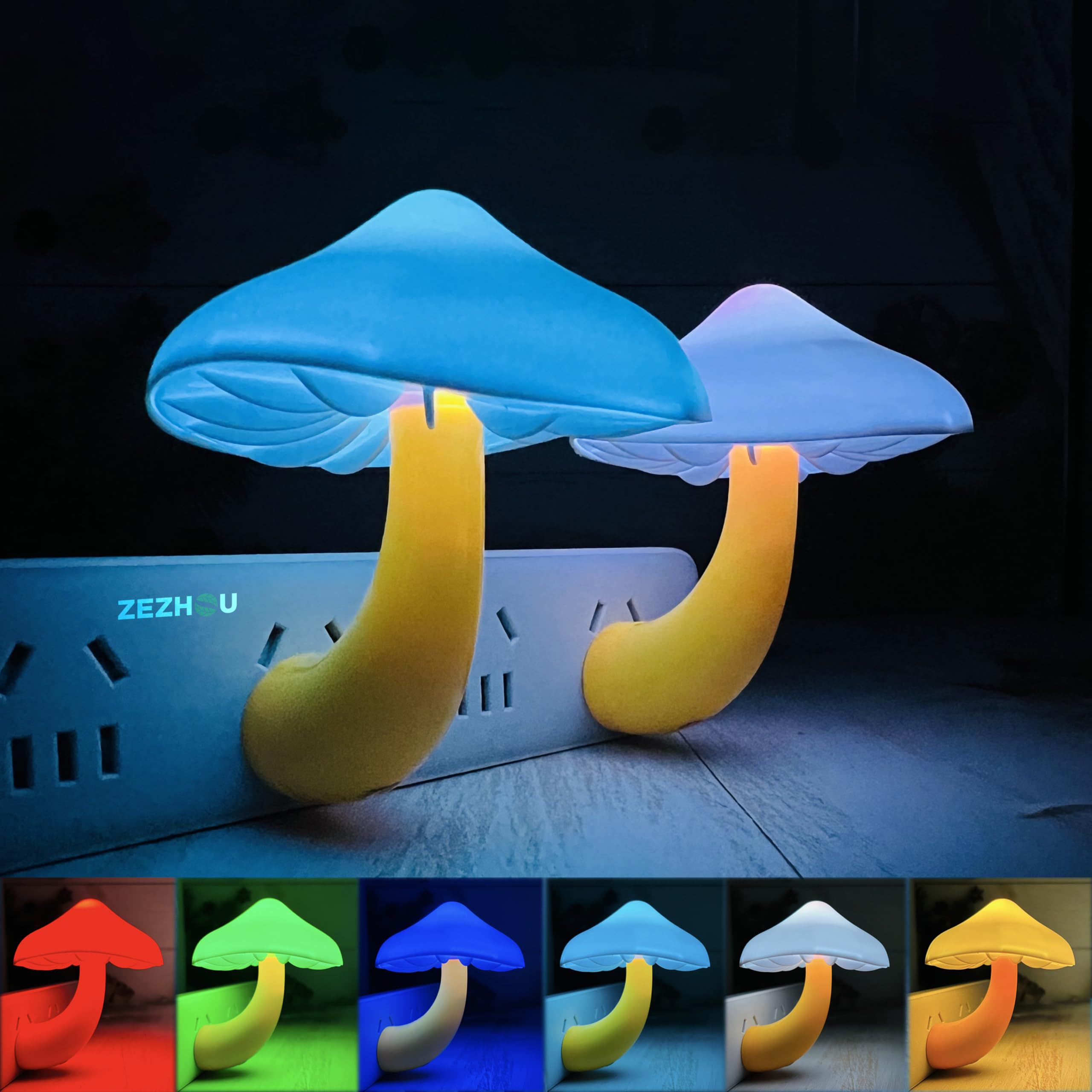 ZEZHOU night lights plug-into-wall 2-pack illuminate hallways softly for kids and adults.