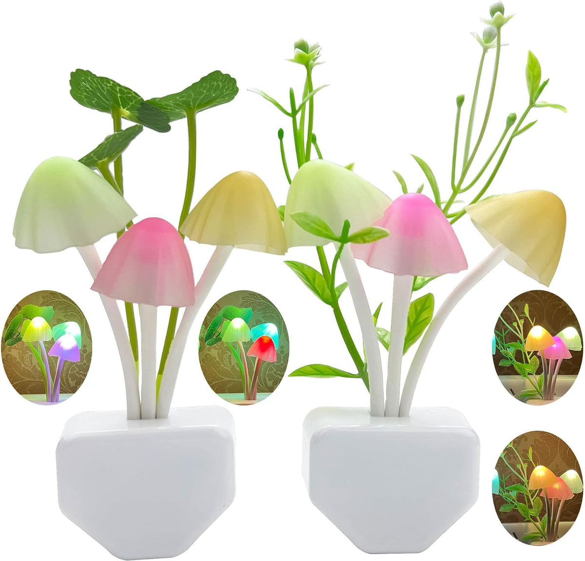 ZEZHOU sensor mushroom night light 2-pack provides gentle ambient glow for bedrooms.