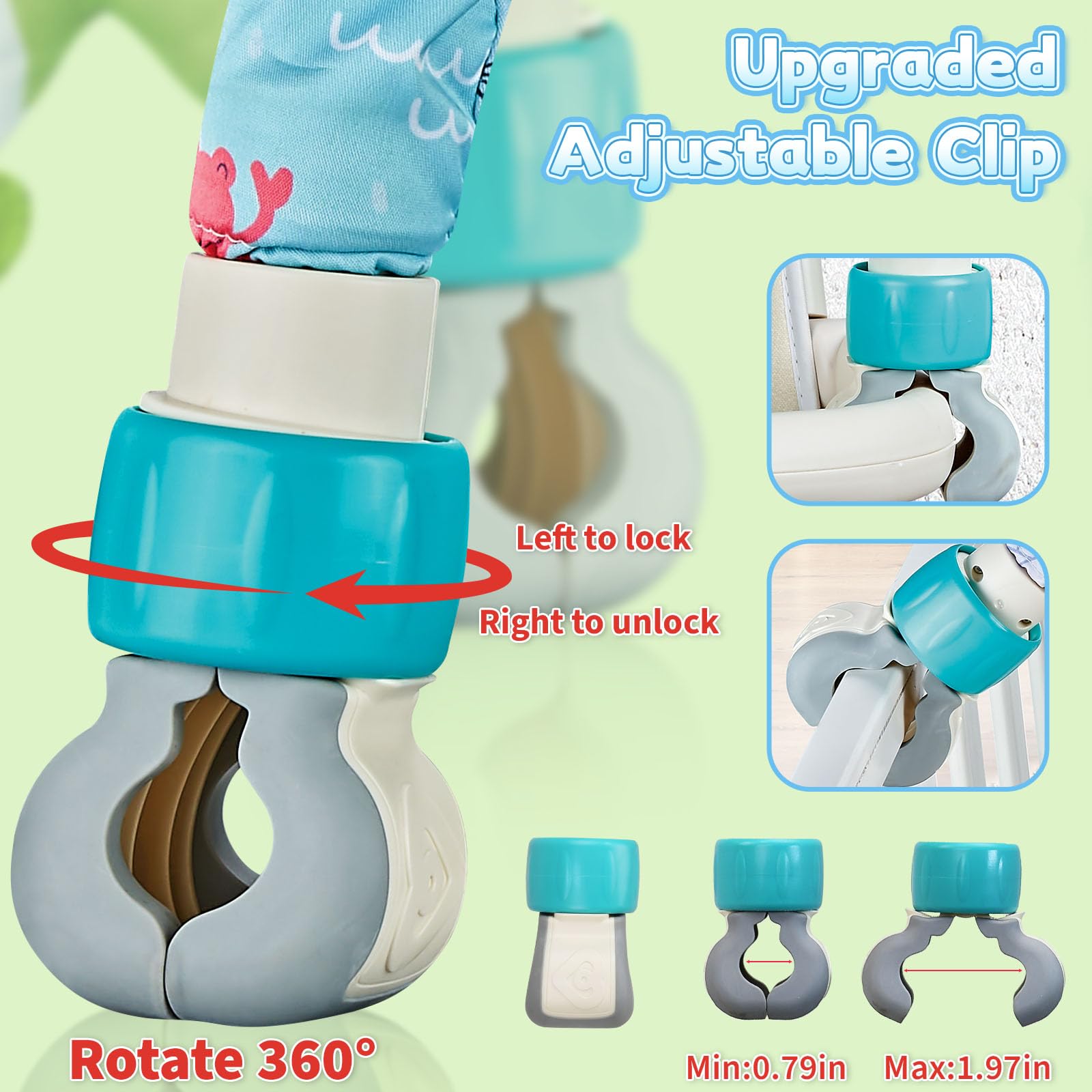 ZFSZSY infant mobile above crib featuring marine creatures to encourage visual focus.