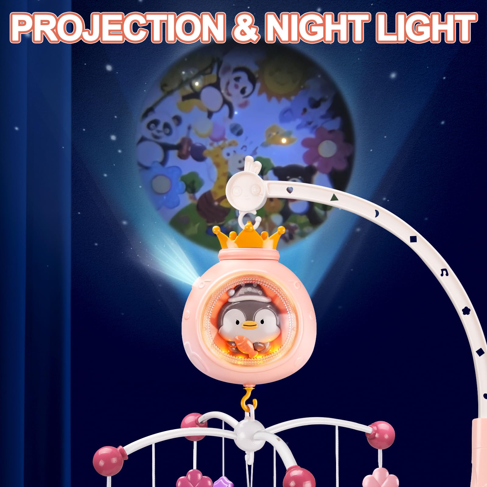ZFSZSY crib mobile 360° rotation stimulates visual exploration
