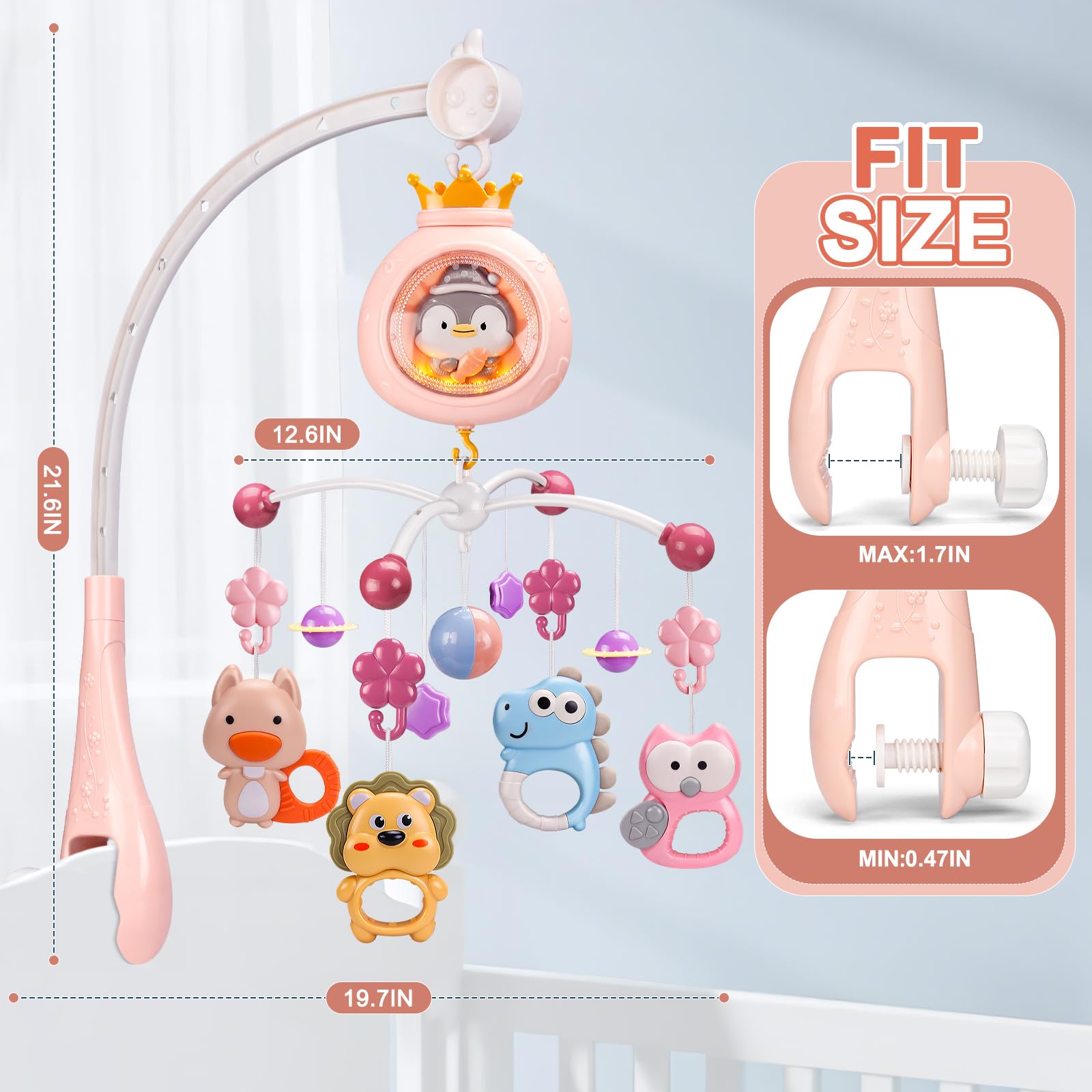 ZFSZSY pink nursery mobile complements decor and development