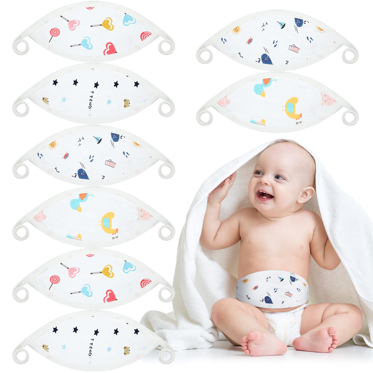 Zhanmai newborn belly wrap with cute cartoon pattern promotes gentle warmth