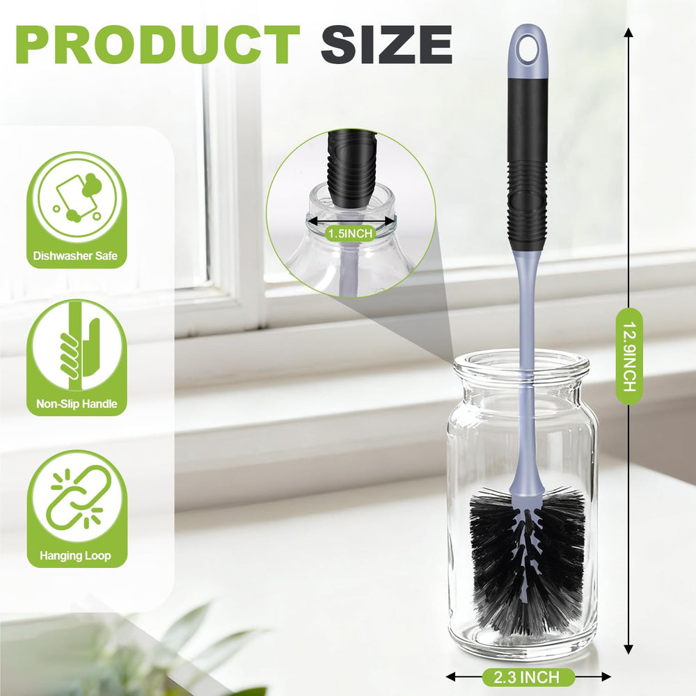 ZHAYAO dual-bristle design cleans bottle bottoms and interior walls.