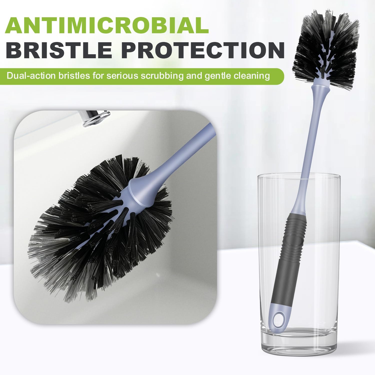 ZHAYAO non-scratch nylon bristles protect delicate glassware during cleaning.
