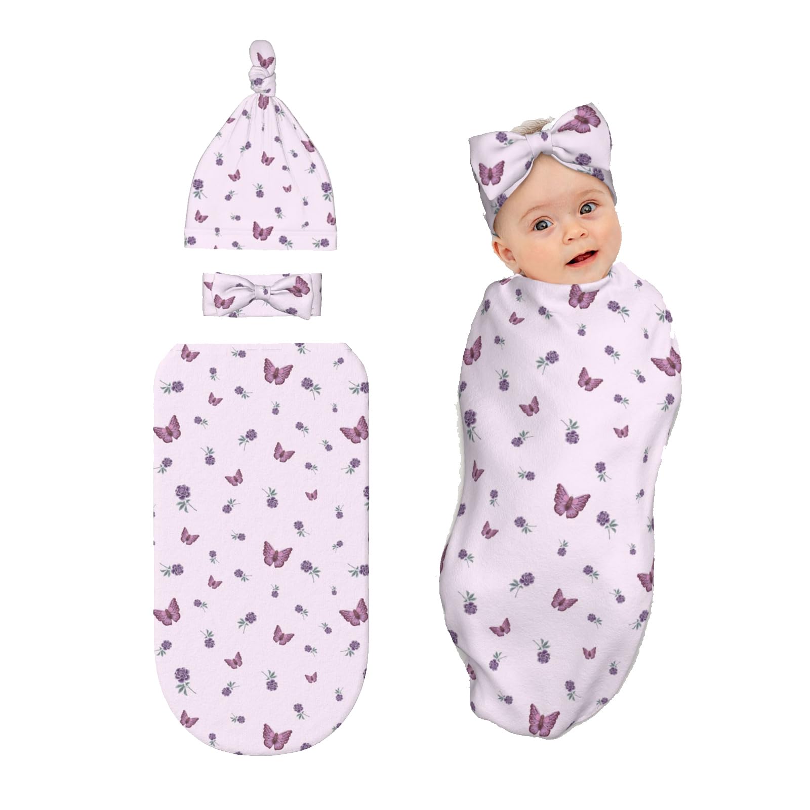 zhedongsj butterfly newborn swaddle blanket soft fabric for cuddly baby photos