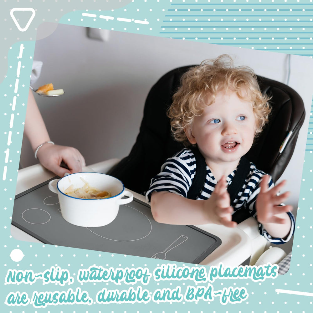 Zhehao placemats on toddler table showcasing non-slip surface.