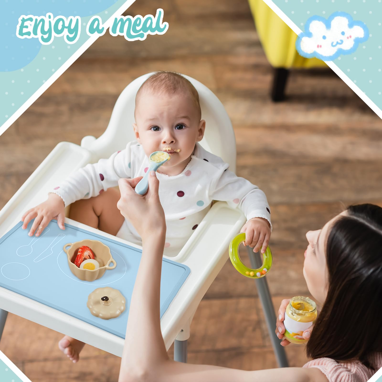 Zhehao Montessori placemat foldable-compact enables easy travel and quick cleanup after meals.