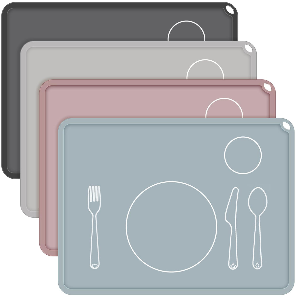 Zhehao four-pack Montessori placemats on table for easy family meals.