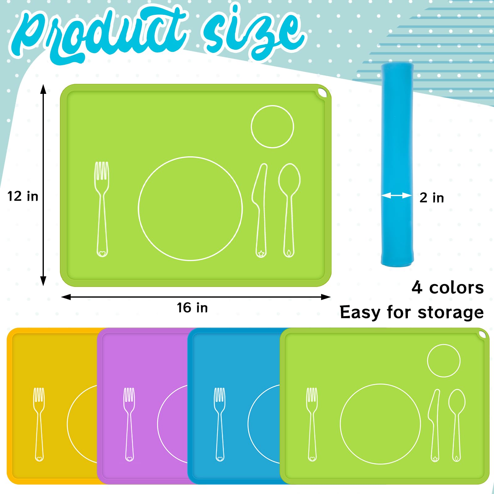 Zhehao Montessori placemat green showing easy wipe waterproof surface for everyday use.