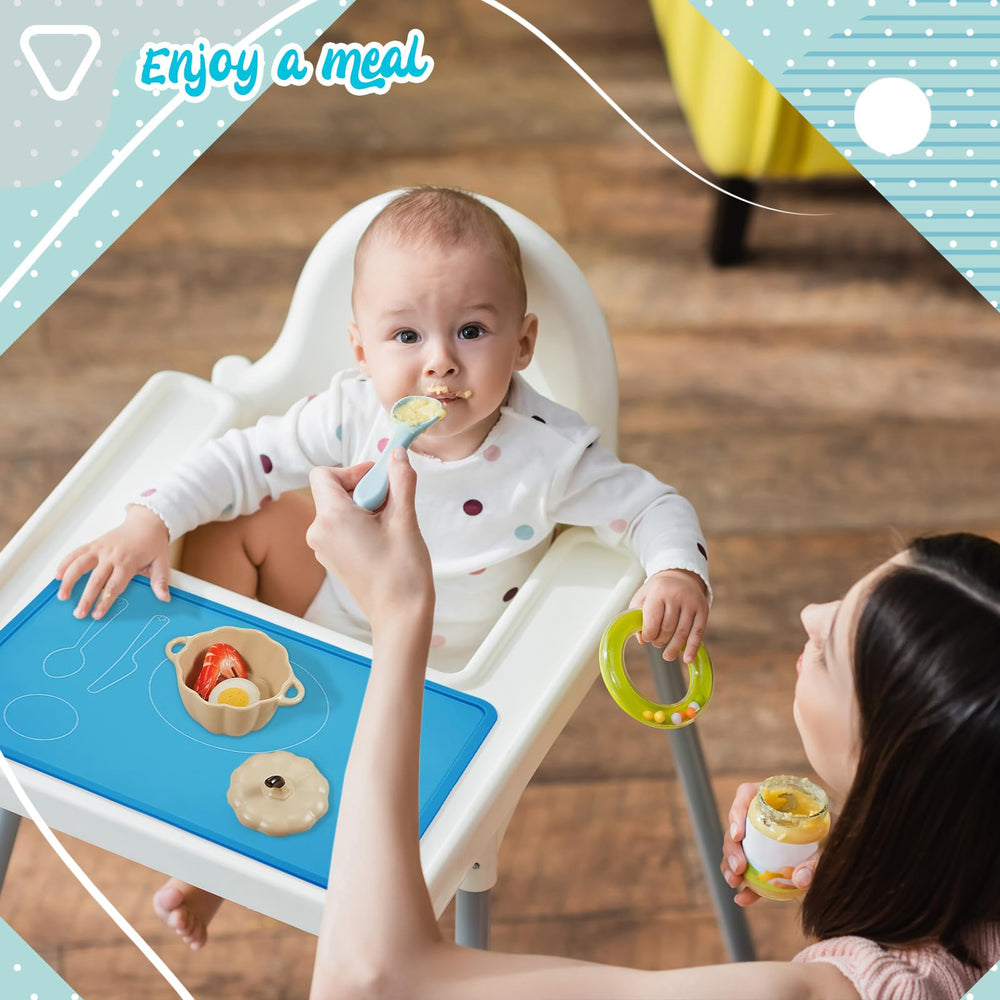 Zhehao Montessori placemat light blue highlighting portability and travel-friendly foldability.