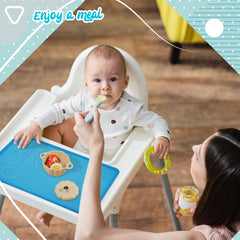 Zhehao Montessori placemat light blue highlighting portability and travel-friendly foldability.