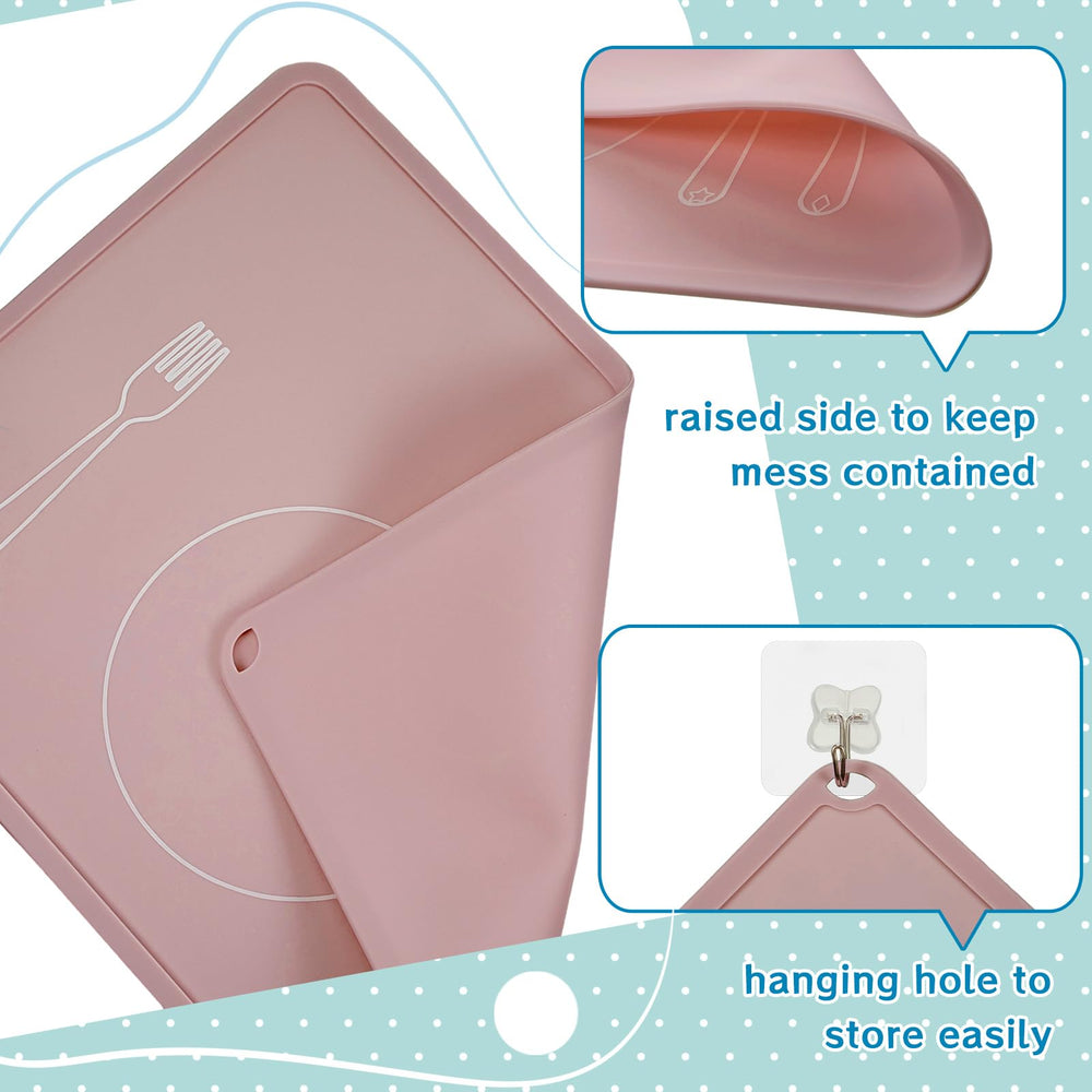 Zhehao placemats folded with hanging hole for compact storage.