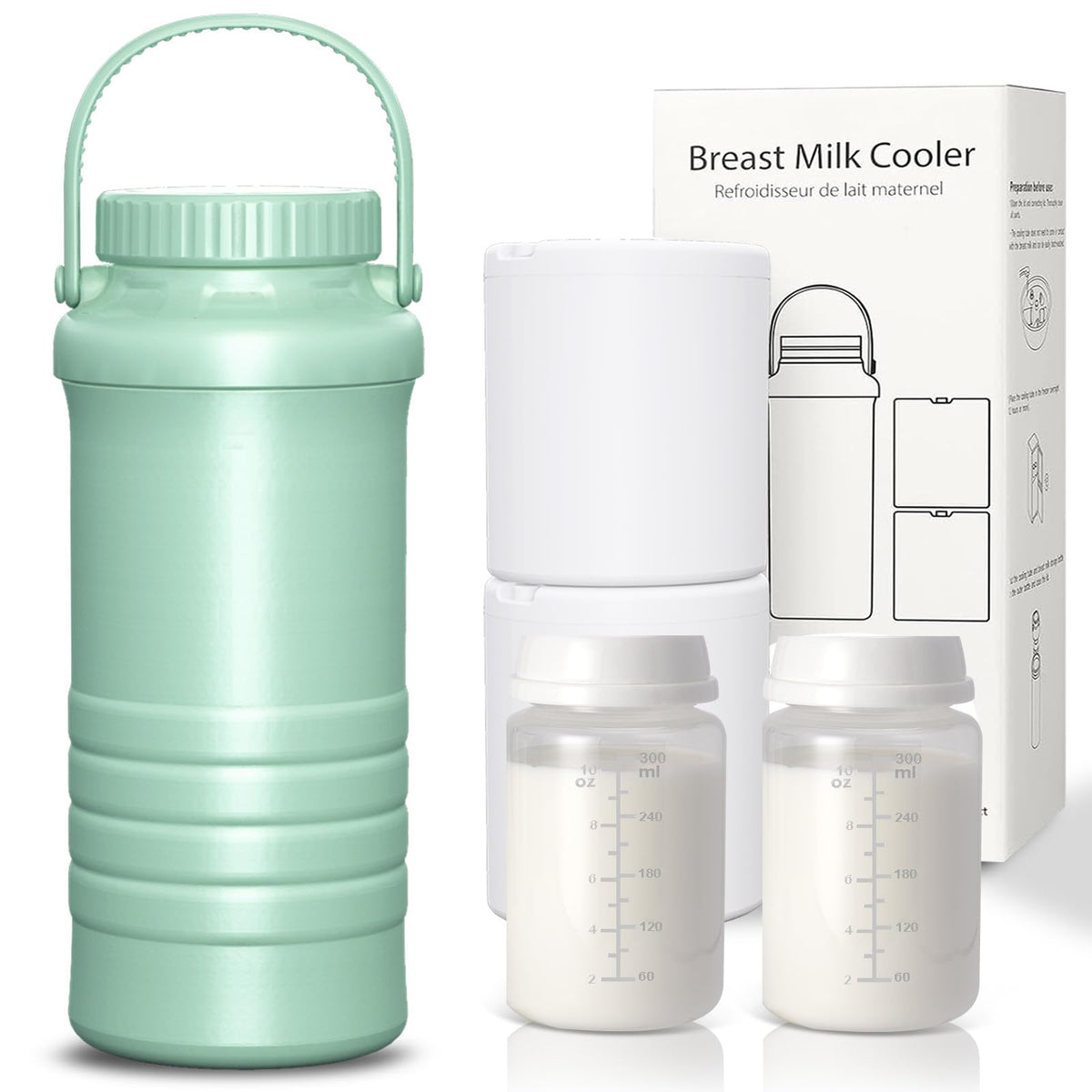 ZhiChu portable breast milk cooler shows 22oz capacity for all-day feeding storage.