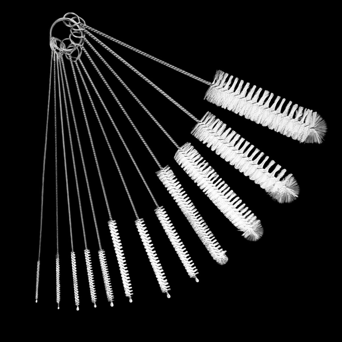 ZHJISHGUO 12-brush set cleans bottles and straws with deep reach.