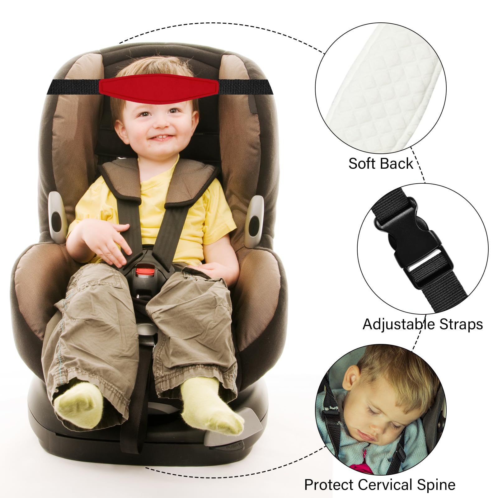 ZHOMA adjustable elastic strap closeup showing easy fit across baby head.