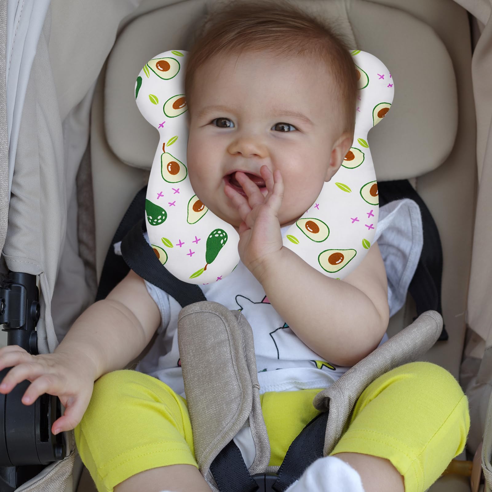 ZHOMA Avocado travel pillow with cartoon patterns to delight baby