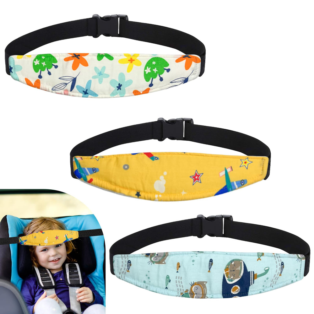 ZHOMA baby head support belt with cartoon patterns for secure car rides