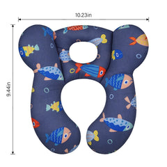 ZHOMA baby travel pillow placed on a car seat for travel comfort.