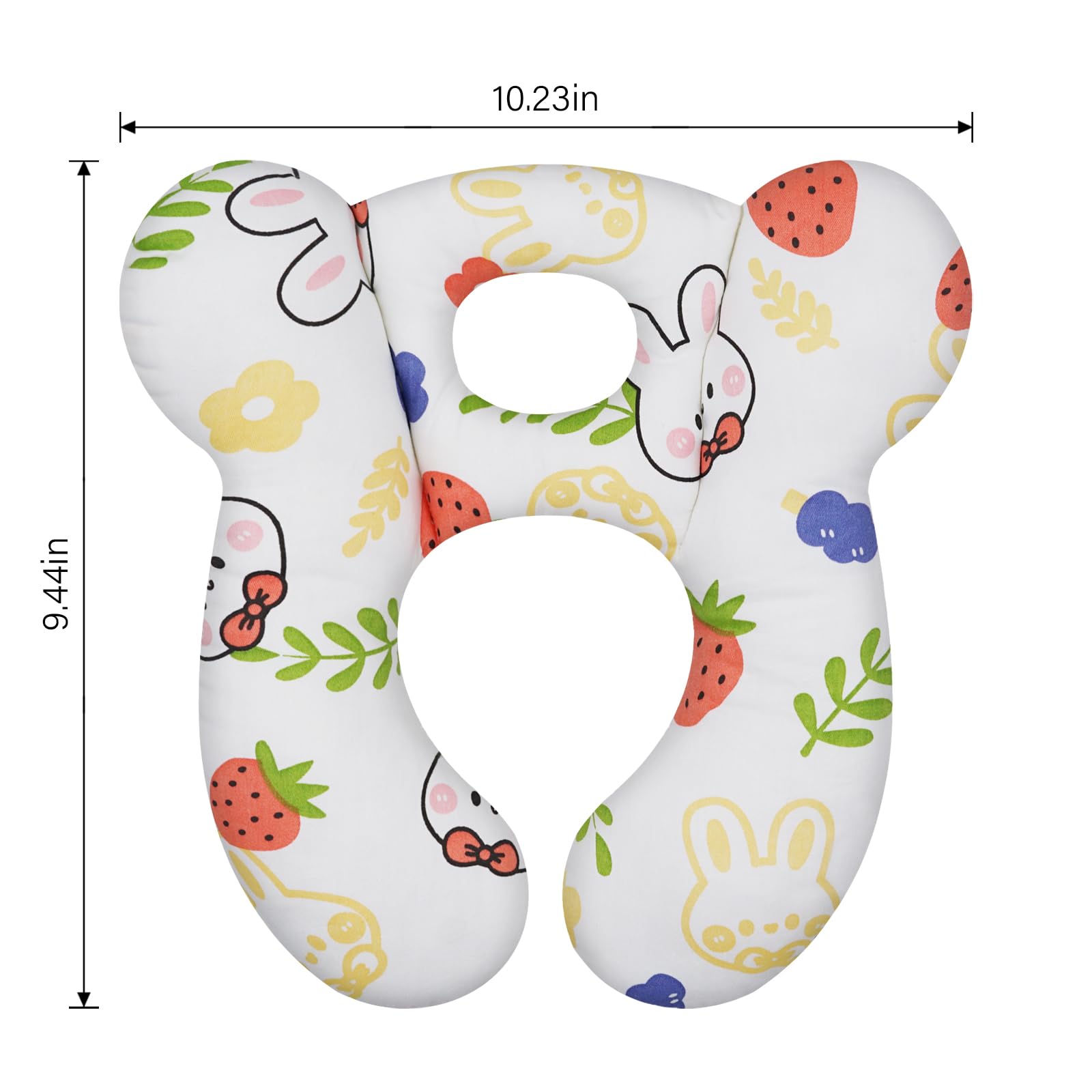 ZHOMA travel pillow for car-seat use, strawberry-white, supports gentle infant comfort on rides.