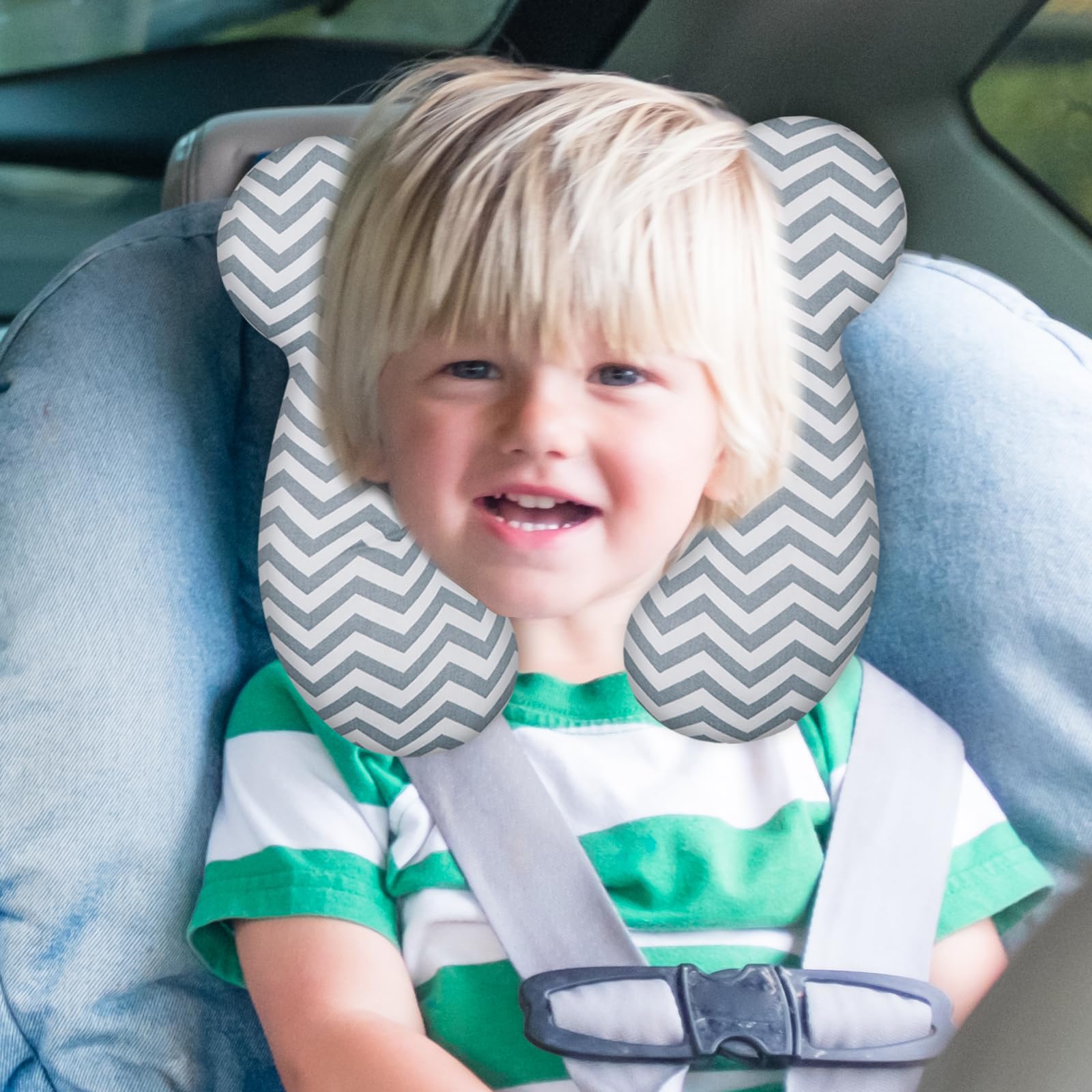 ZHOMA pillow for car seats shows versatile use during car rides.