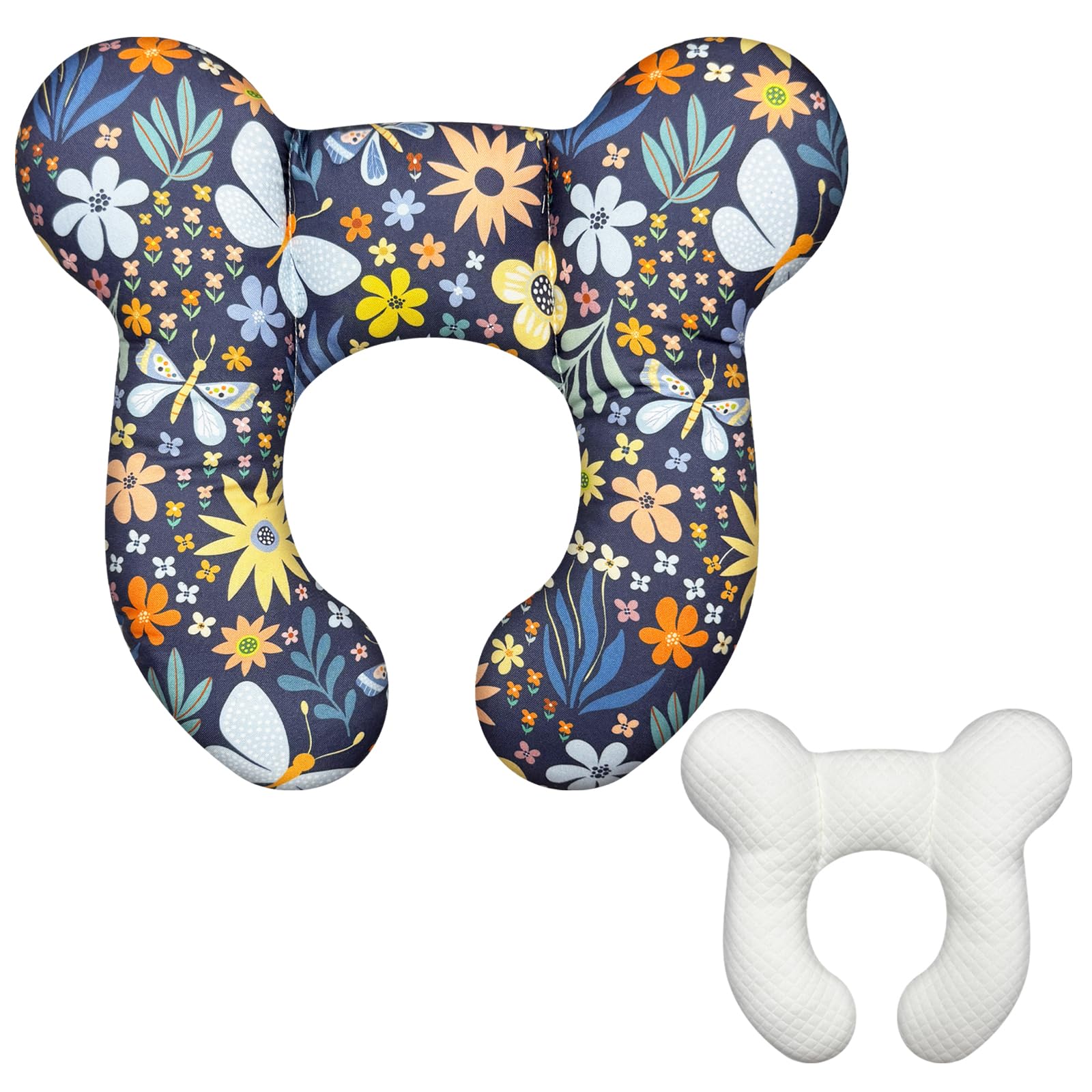 ZHOMA baby travel pillow Flower 1 front view supports head during car rides.