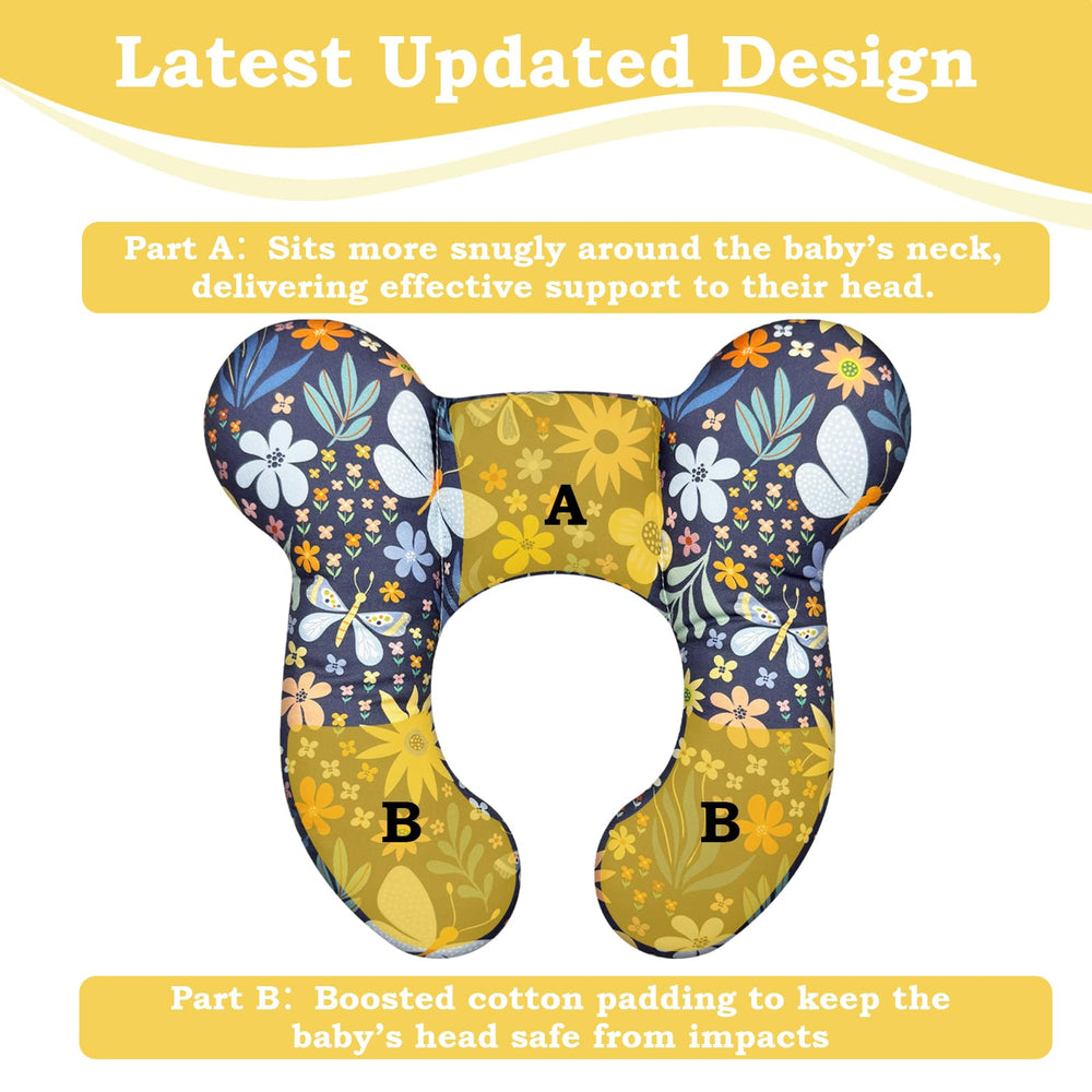 ZHOMA baby travel pillow Flower 1 top-down view highlights U-shape design.