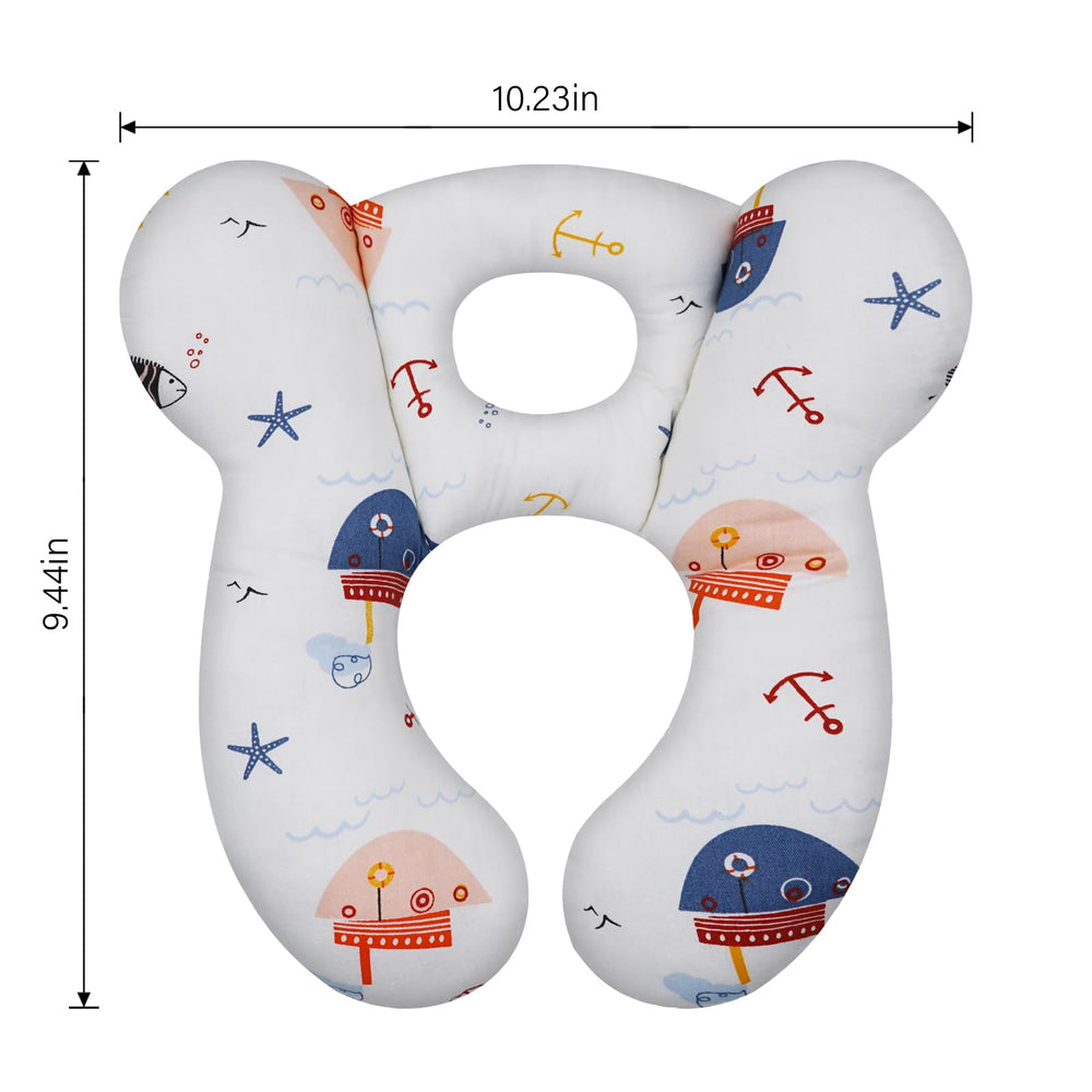 ZHOMA travel pillow with soft cotton cover for gentle skin contact.