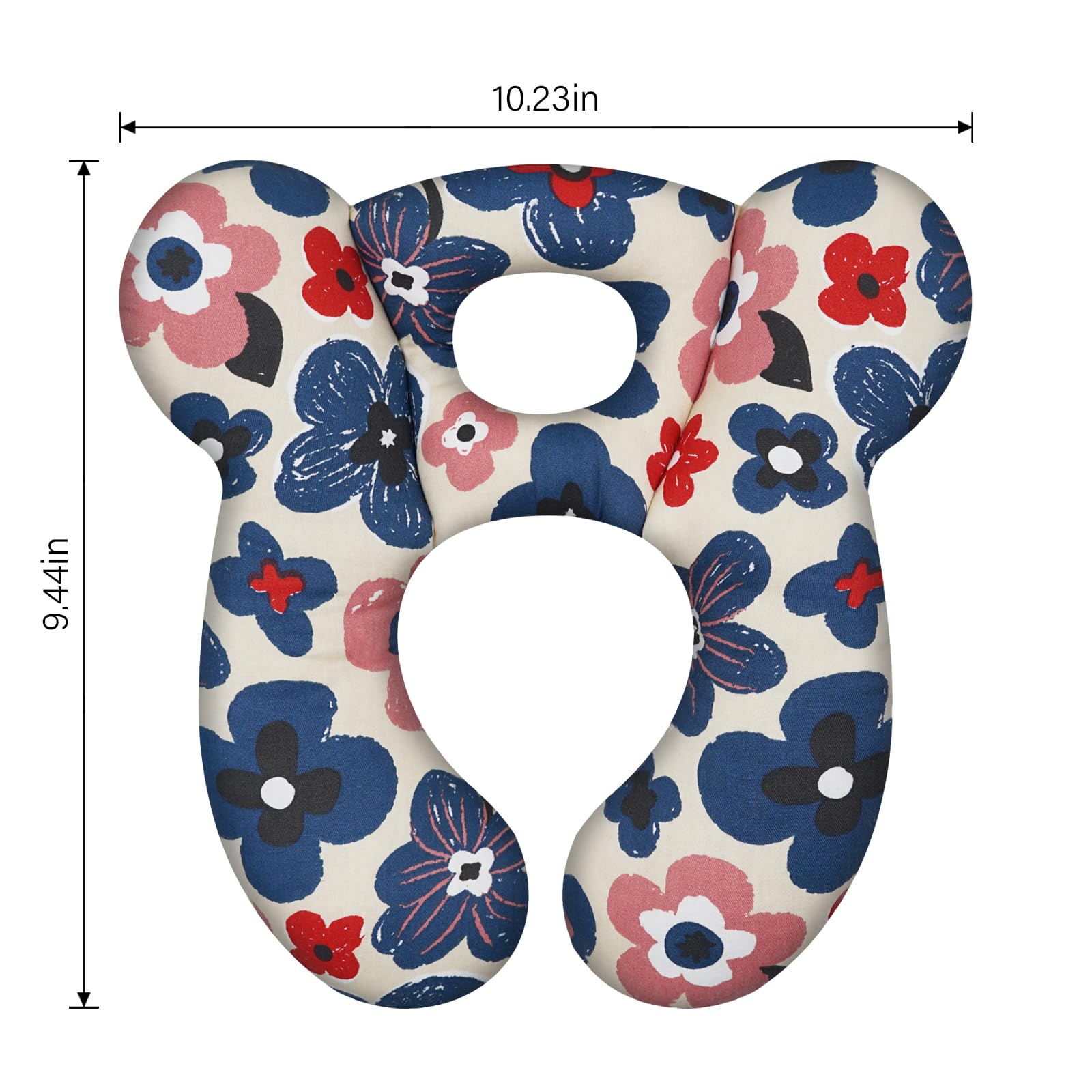 ZHOMA travel pillow soft cotton Flower Blue cover provides gentle touch.