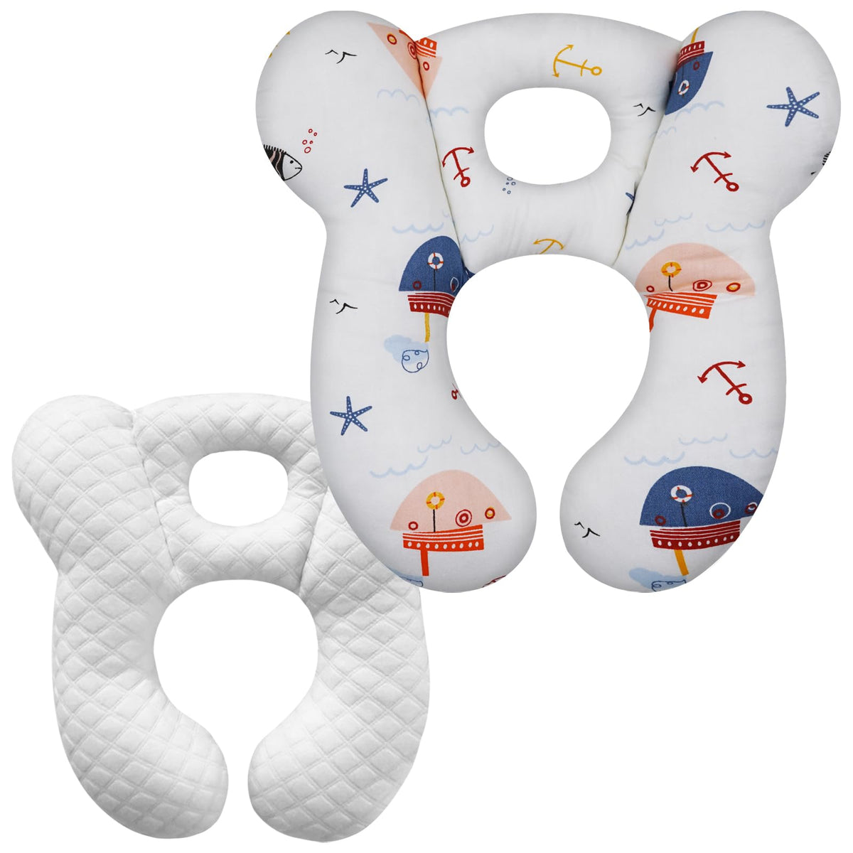 ZHOMA baby travel pillow starfish white design for cozy car rides.