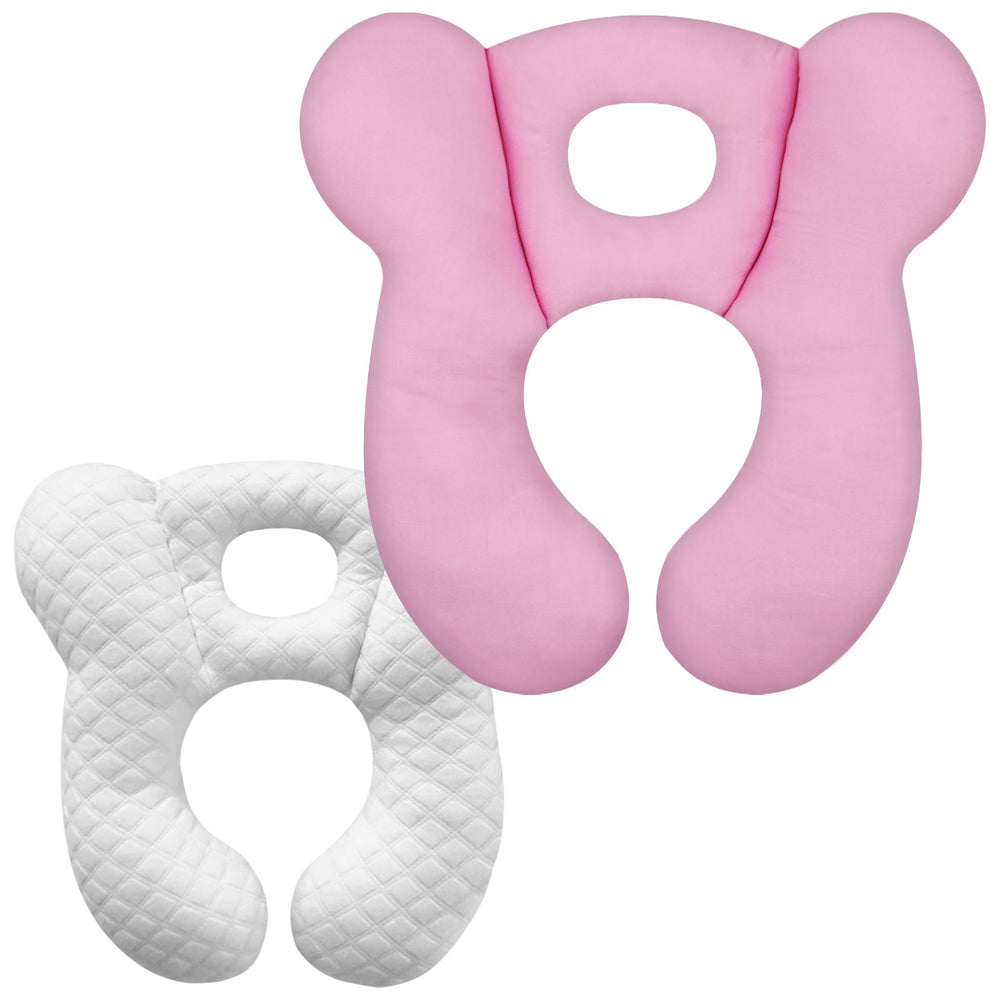 ZHOMA baby travel pillow pink U-shape design provides comfy neck support on car trips.