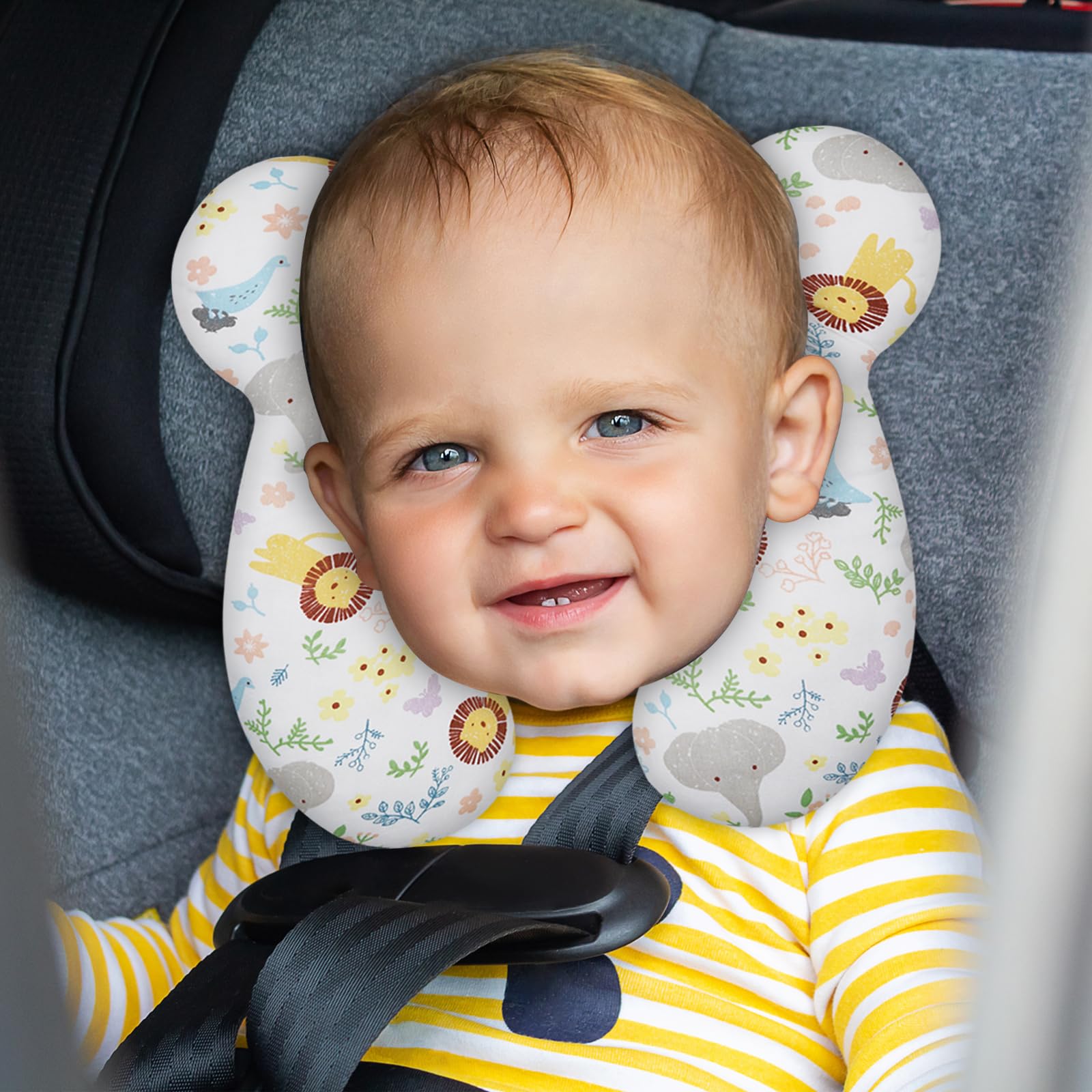 ZHOMA baby travel pillow supports cozy naps in car seats.