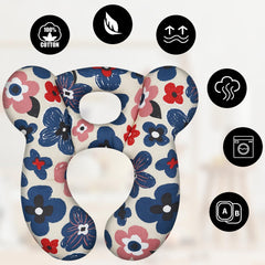 ZHOMA Baby Travel Pillow Flower Blue is machine washable for easy care.