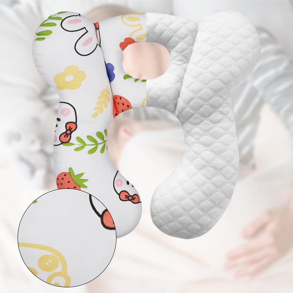 ZHOMA travel pillow with washable cover, strawberry-white, easy cleaning after adventures.