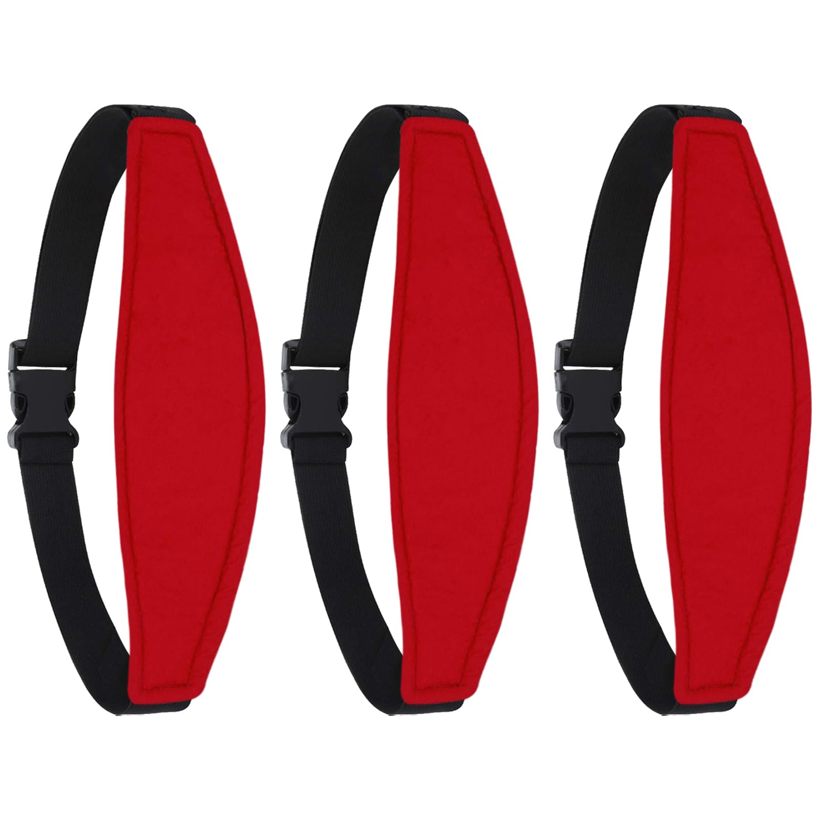ZHOMA head-support belt for car seats in red, providing snug travel comfort.