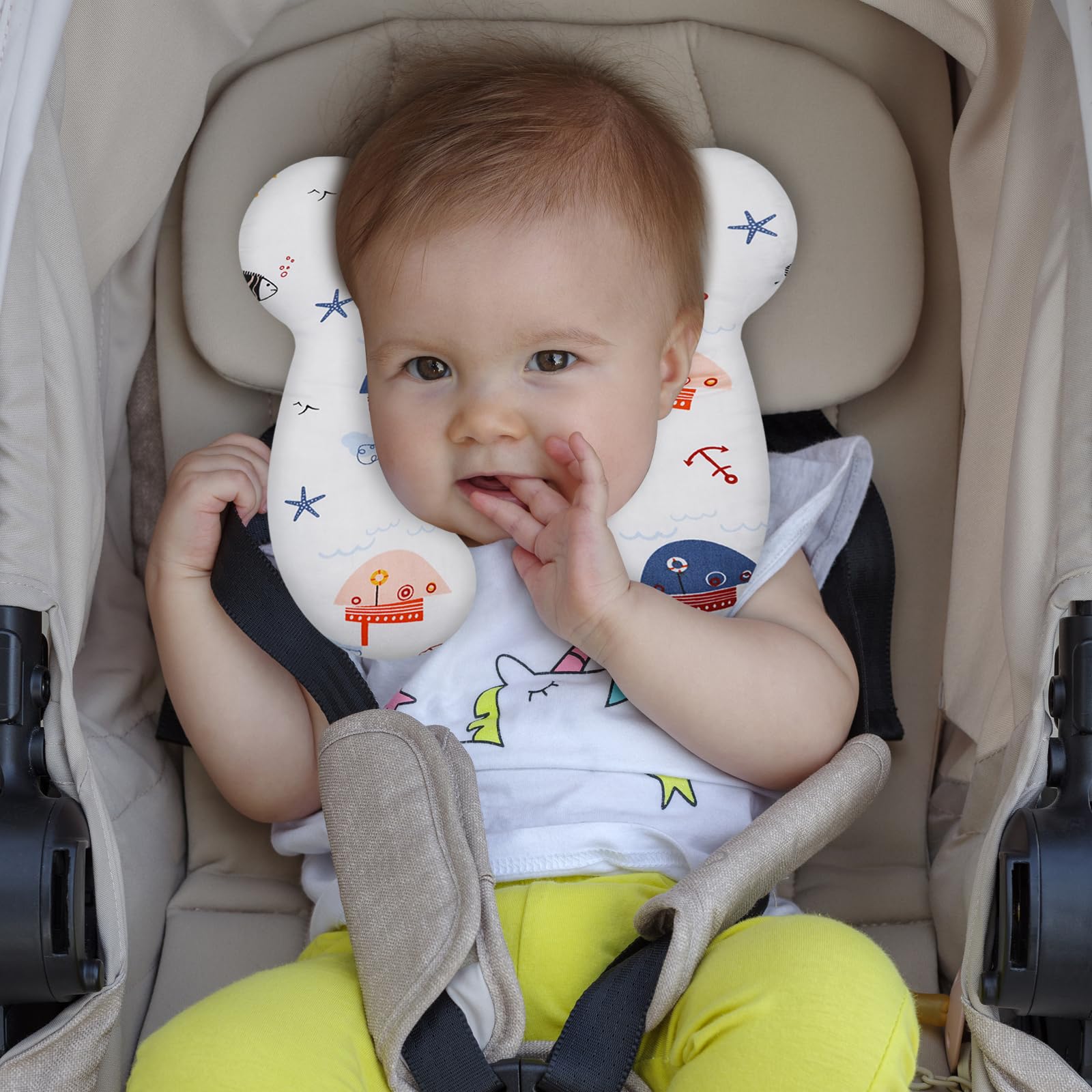 Washable travel pillow remains clean with machine-washable fabric.