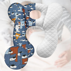 ZHOMA blue bear graphic pillow supports newborn to toddler neck alignment in car seats.