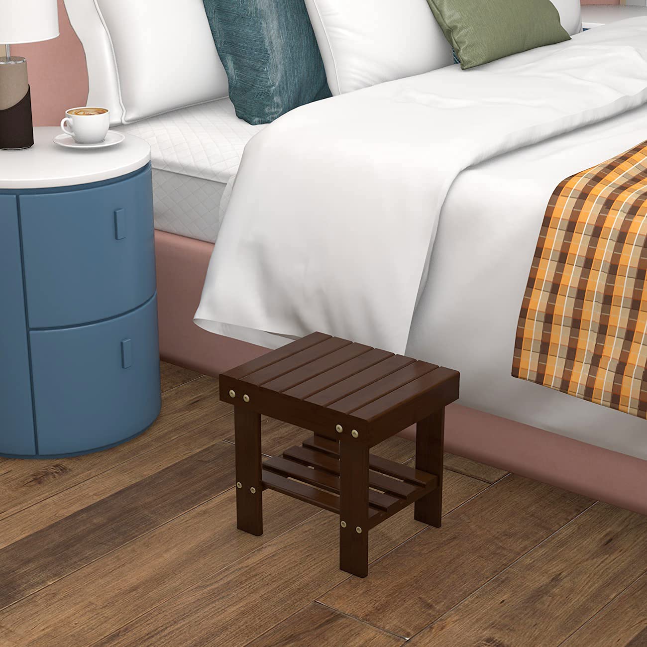 Zhuoyue compact-design stool fits small spaces for easy storage.