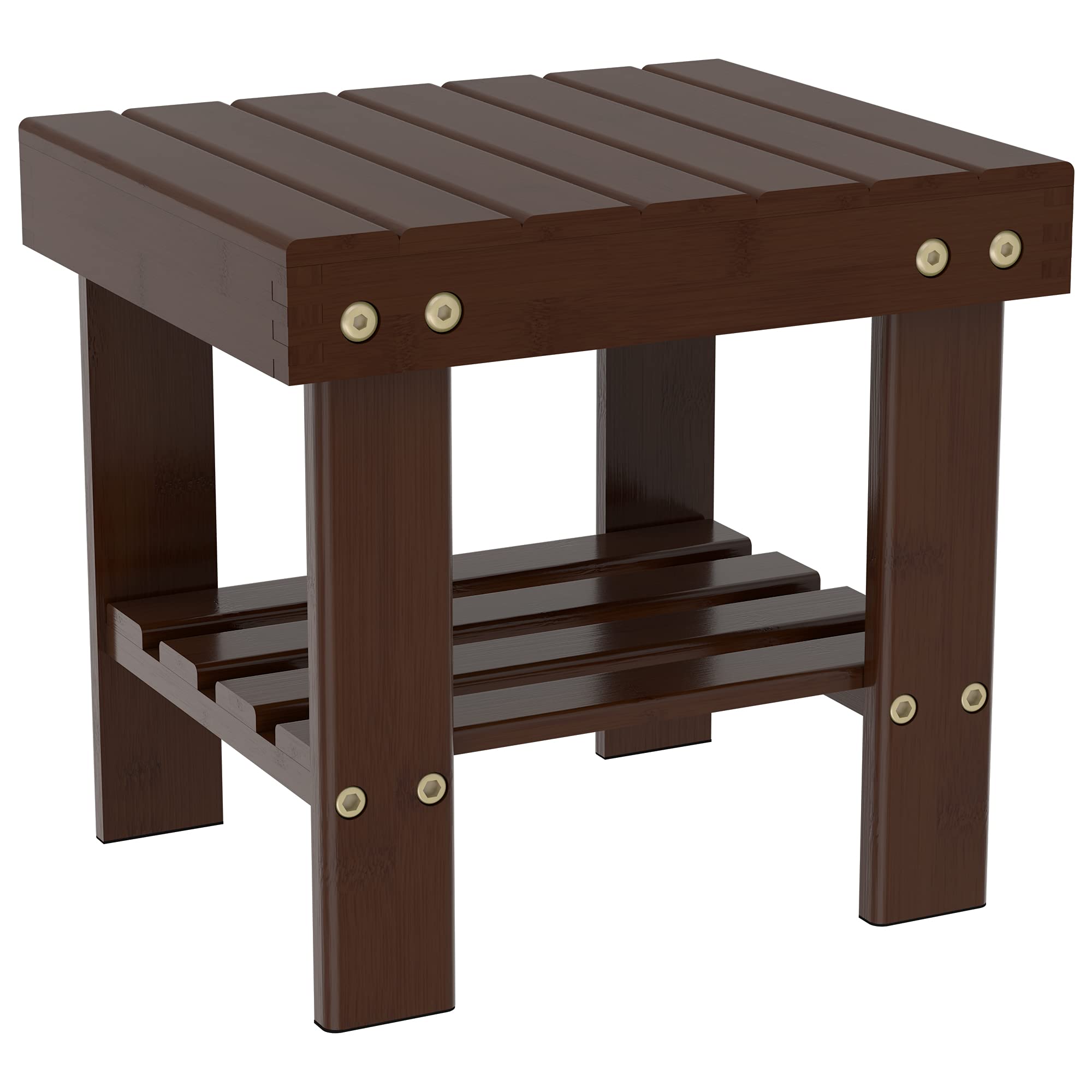 Zhuoyue wooden step stool for kids and adults, sturdy reach to sinks with walnut finish.