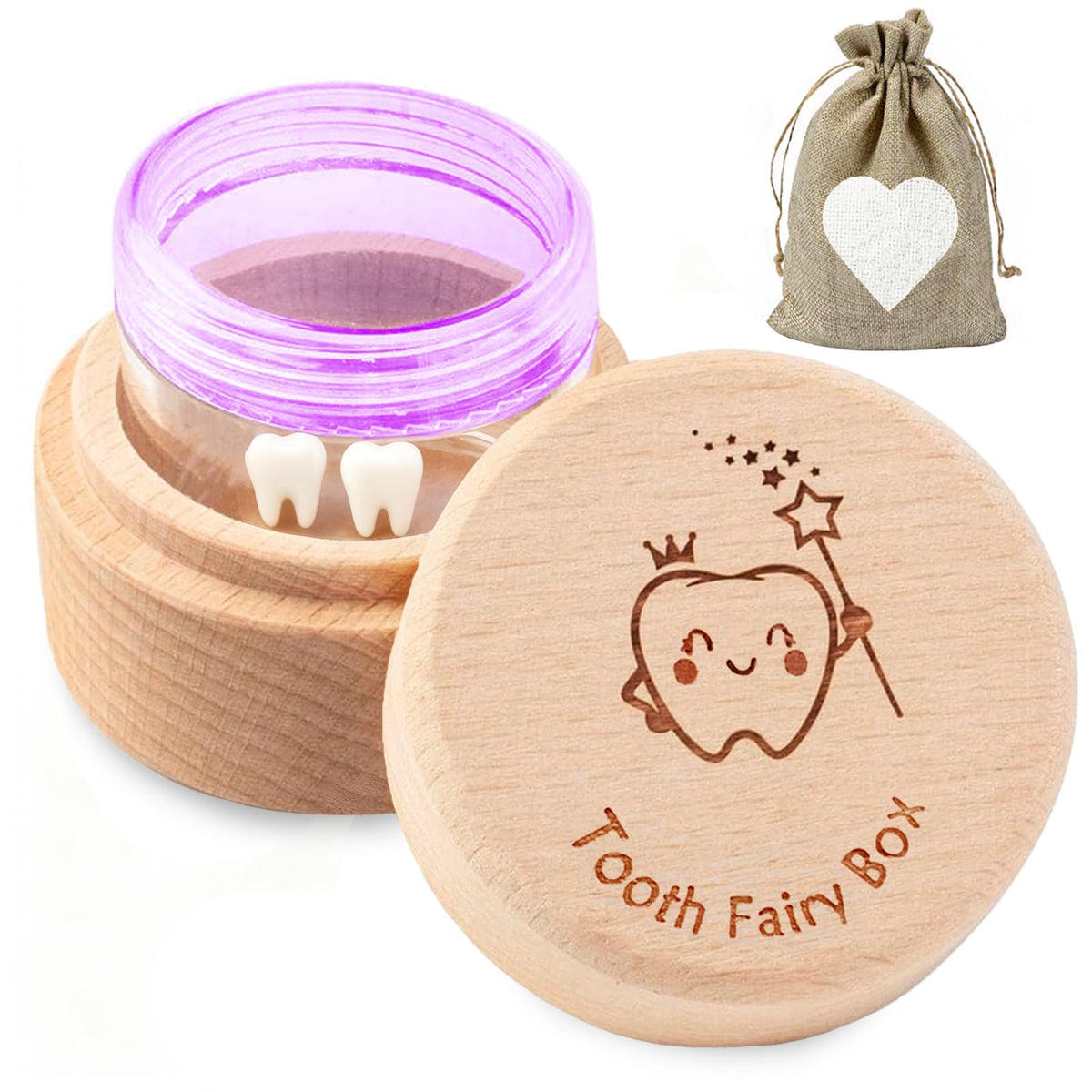 ZHYEEDAA Tooth Fairy Holder lid with engraved tooth logo for a memorable keepsake.