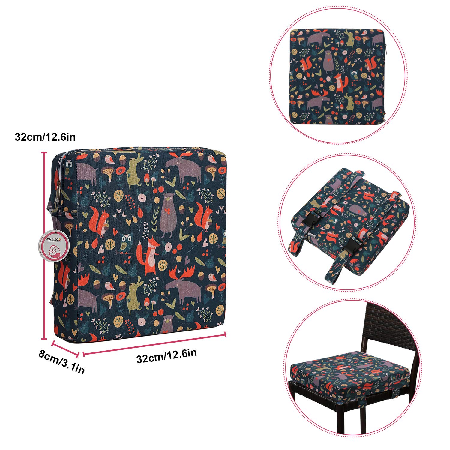 Zicac forest-green seat pad boosts family dining comfort on the go.