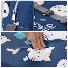 Zicac cushion blue cat back view showing stable attachment.